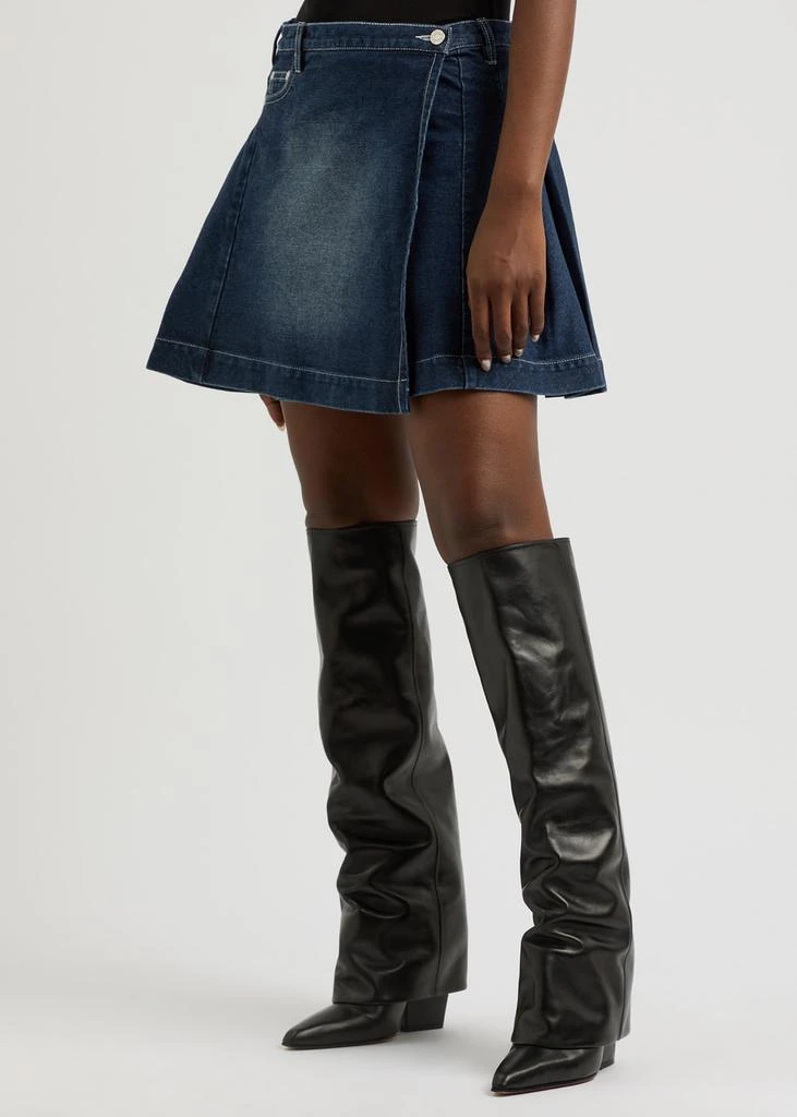 House Of Sunny Pleated denim mini wrap skirt 2
