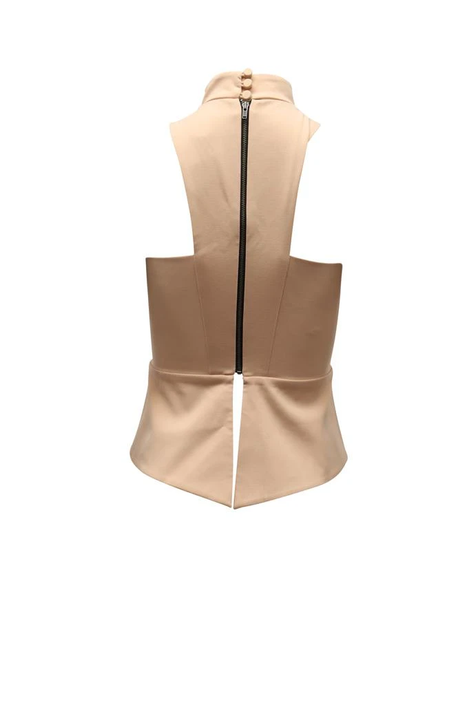 Michelle Mason Plunge Choker Sleeveless Top in Nude Polyester 3