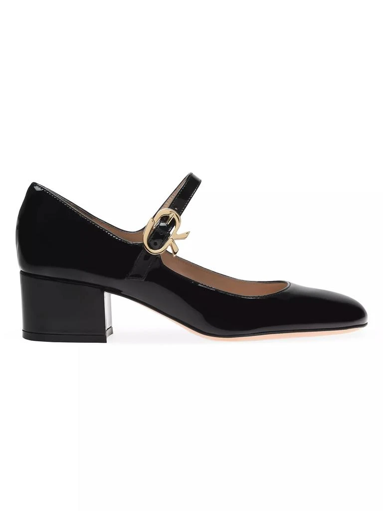 Gianvito Rossi Mary Ribbon 45MM Vernice Mary Janes BLACK 38-8 
