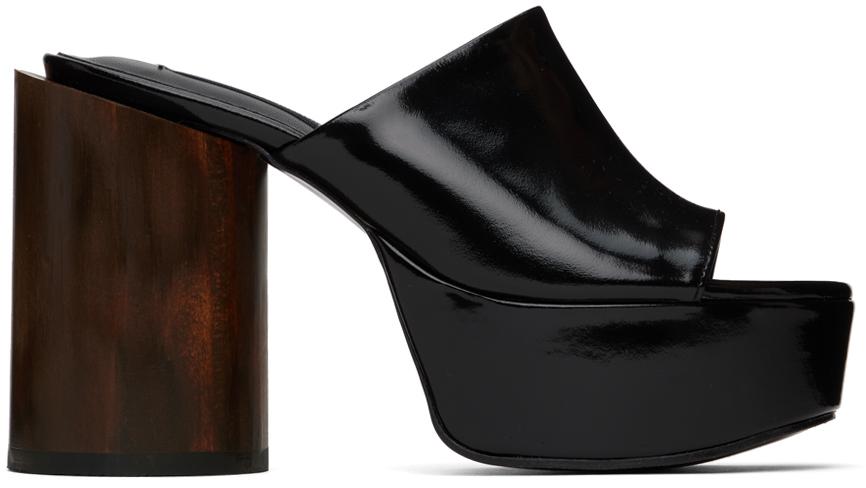 pushBUTTON Black Platform Heeled Sandals