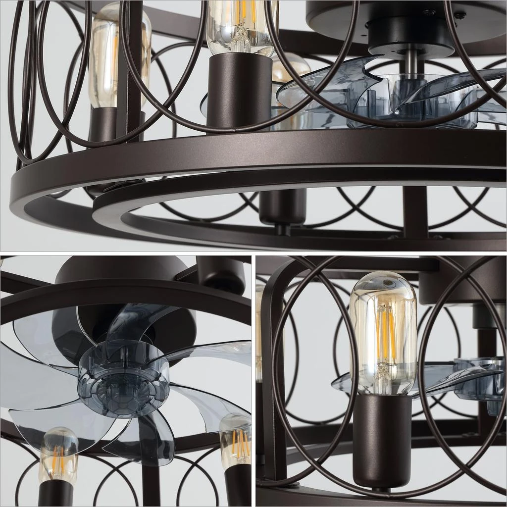 JONATHAN Y Celeste 6-Light Industrial LED Ceiling Fan, Metal, App/Remote, Caged Design 6