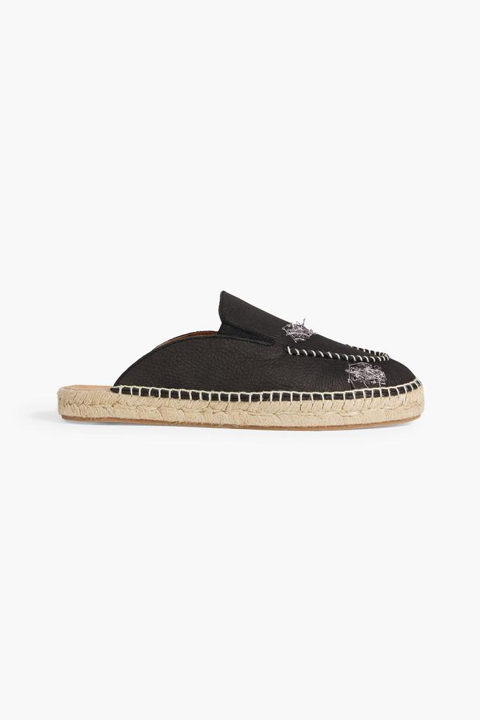MAISON MARGIELA Embroidered pebbled-leather espadrille mules