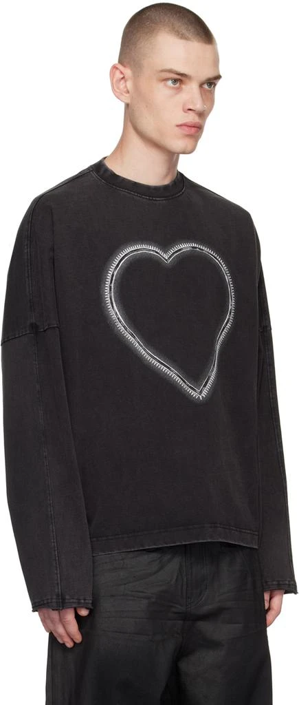 We11done Black Heart Choker Long Sleeve T-Shirt 2