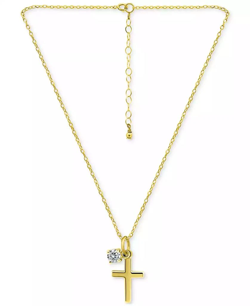 Giani Bernini Polished Cross & Cubic Zirconia Dangle Pendant Necklace, 16" + 2" extender, Exclusively at Macy's 3