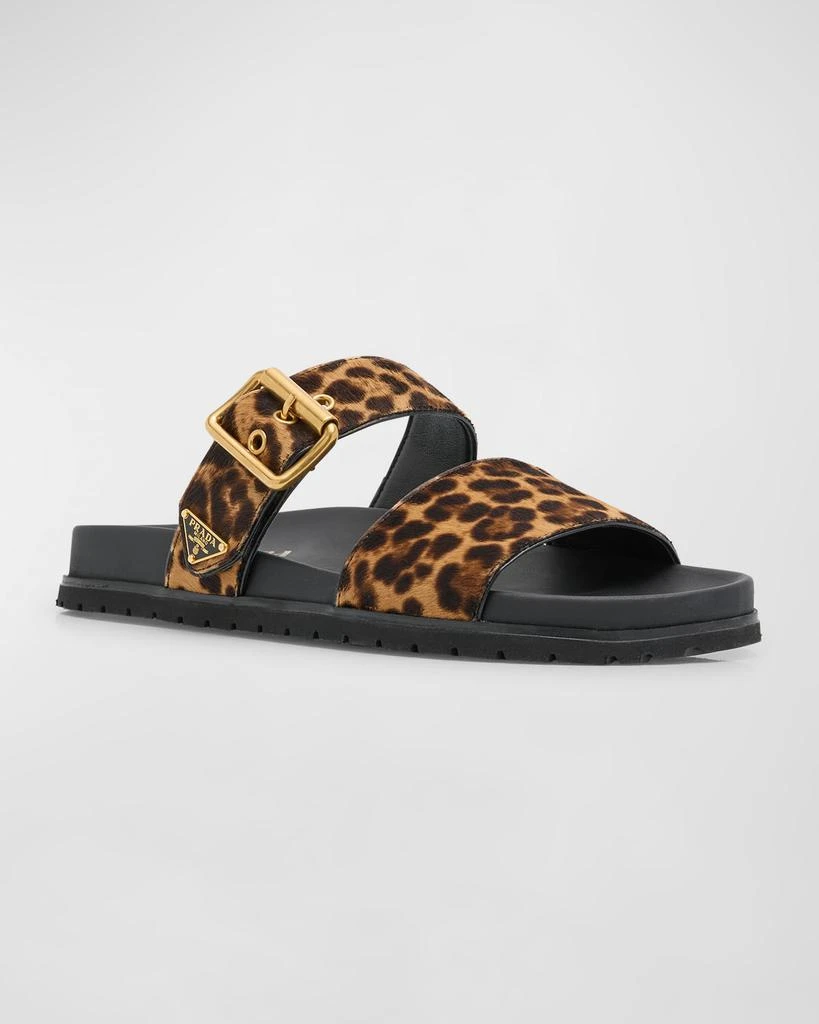 Prada Leopard Buckle Sporty Slide Sandals 3