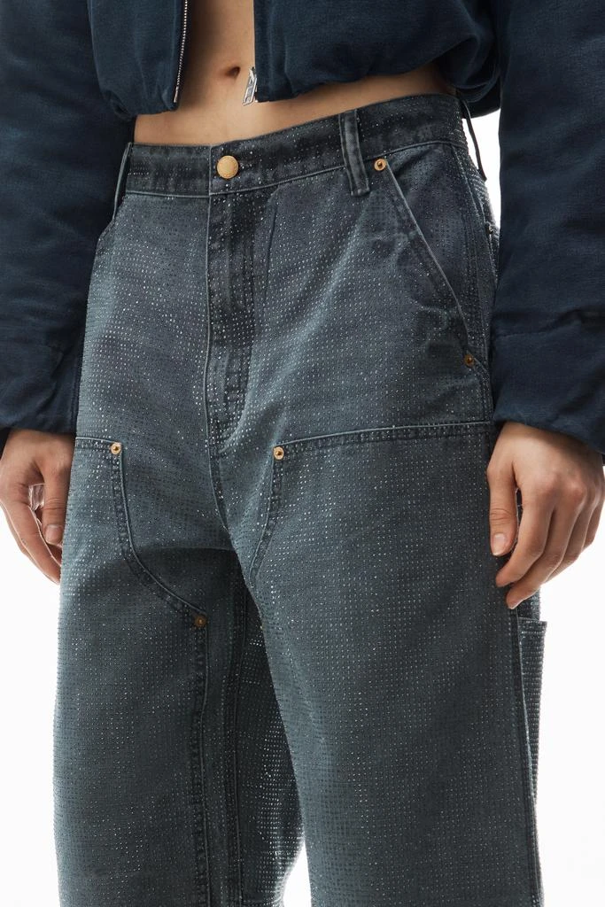 Alexander Wang crystal hotfix high waisted workwear carpenter pants in cotton 4