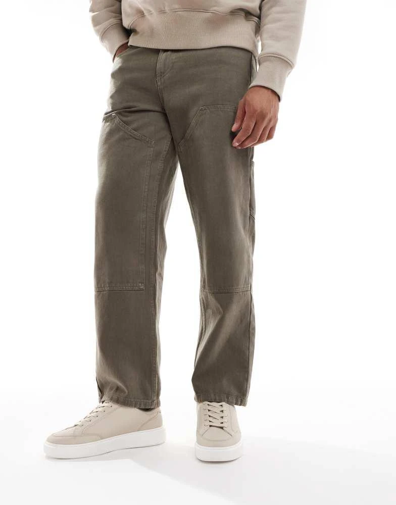 ASOS ASOS DESIGN lace up trainers in stone with white sole 5