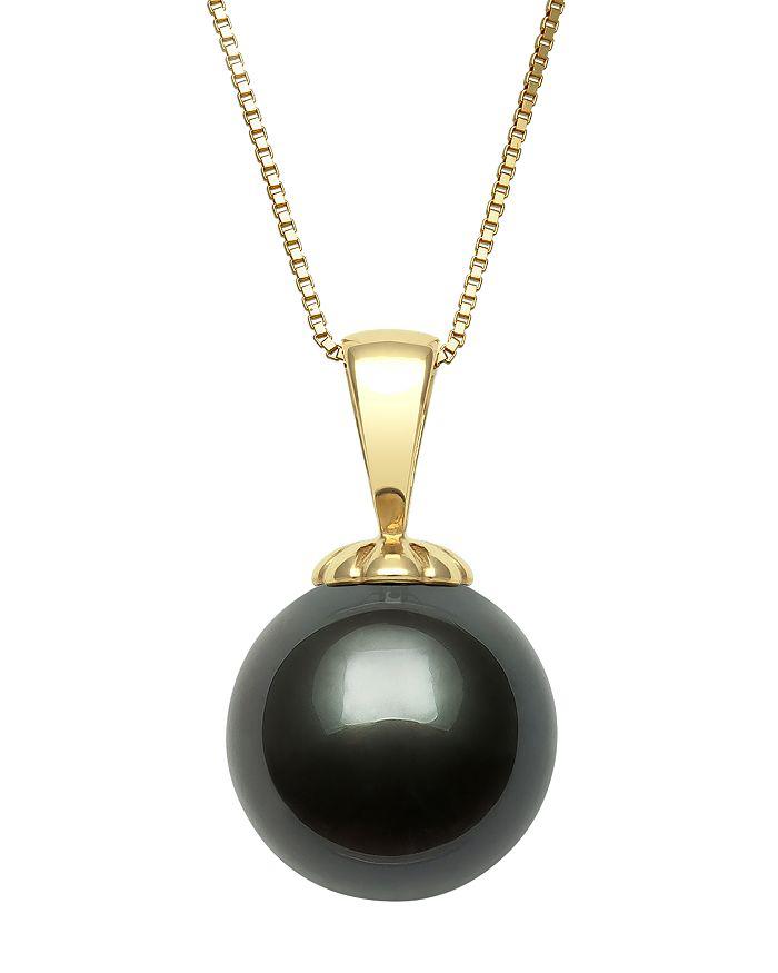 Bloomingdale's Tahitian Black Cultured Pearl Pendant Necklace in 14K Yellow Gold, 18"