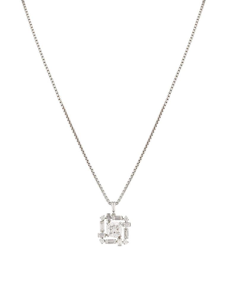 Adriana Orsini Gwen Rhodium-Plated & Cubic Zirconia Cluster Pendant Necklace