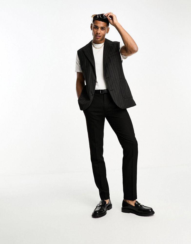 ASOS DESIGN ASOS DESIGN sleeveless suit jacket in grey pinstripe