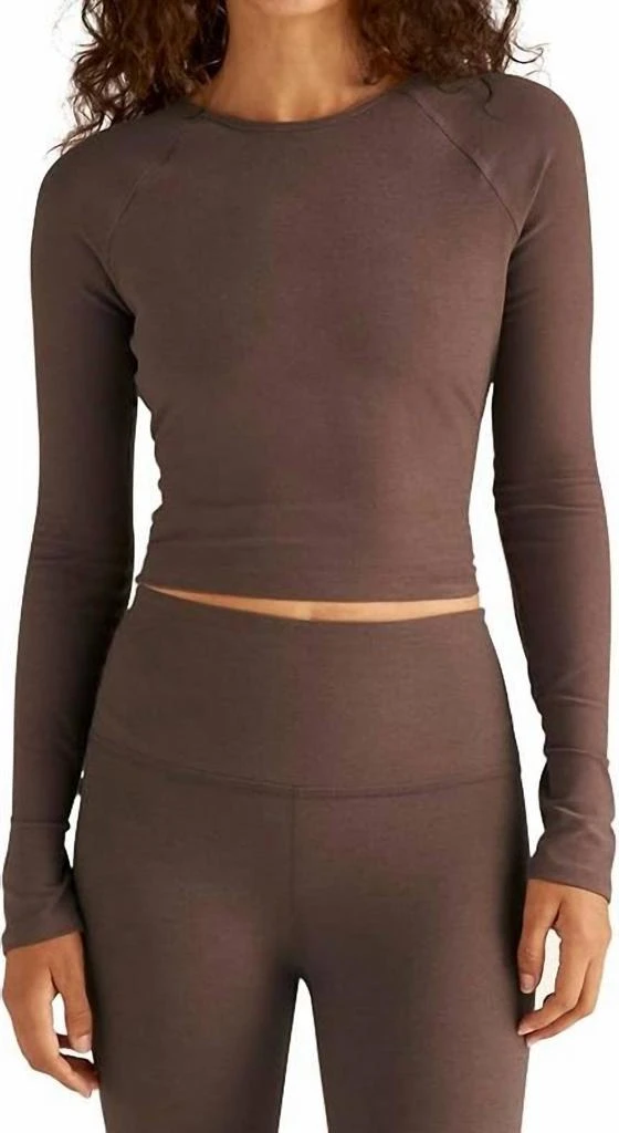 Beyond yoga Spacedye Enlighten Cropped Pullover In Truffle Heather 1