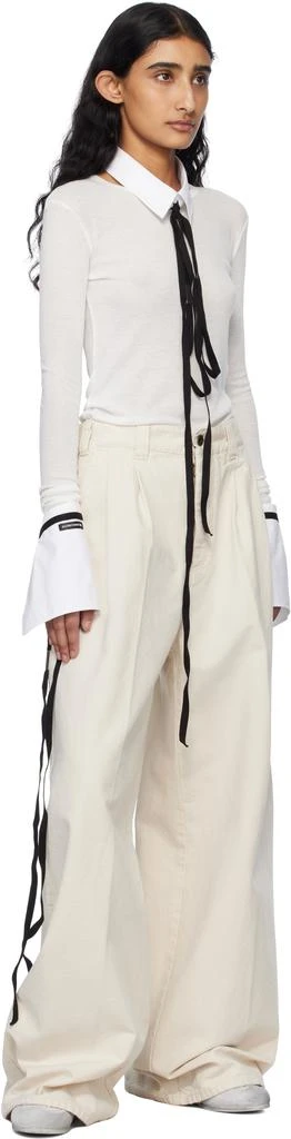 ANN DEMEULEMEESTER White & Gray Siru Low-Top Boxing Sneakers 5