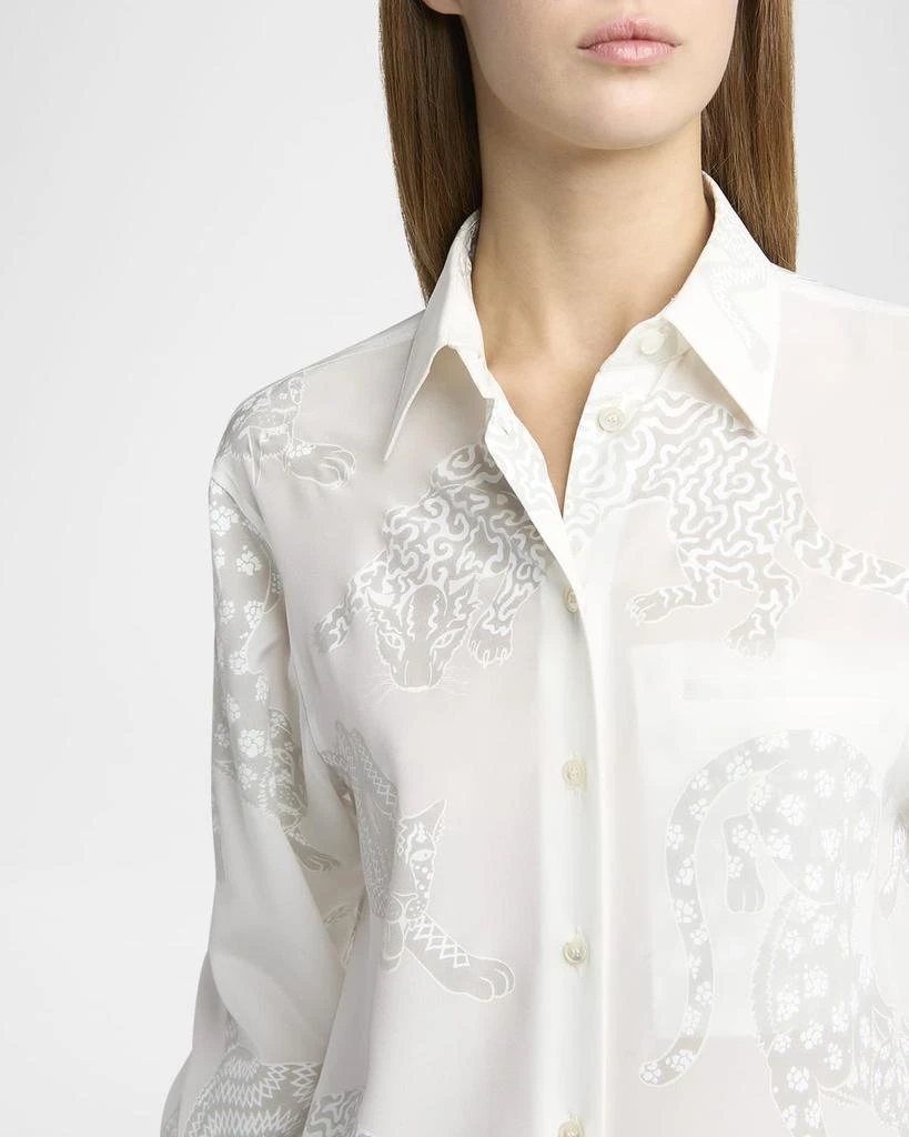 Stella McCartney Cat Burnout Button Down Silk Blouse 5