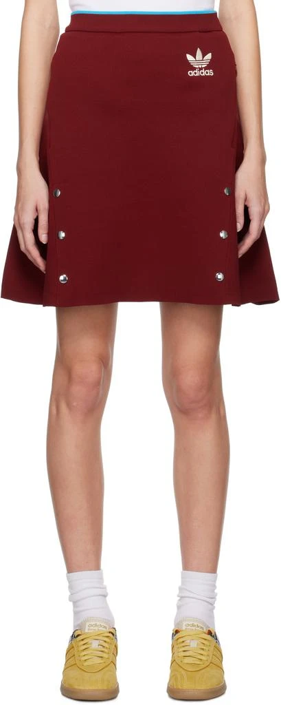 WALES BONNER Burgundy adidas Originals Edition Piqué Midi Skirt 1
