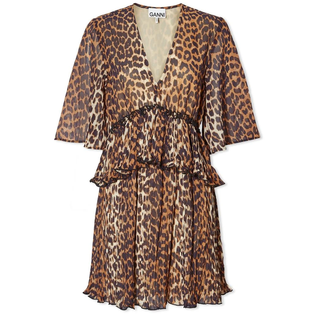 Ganni GANNI Georgette V-Neck Mini Dress 1