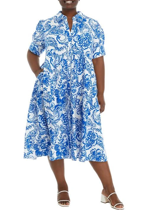 Crown & Ivy™ Ivy Plus Size Puff Sleeve Floral Tiered Dress 1