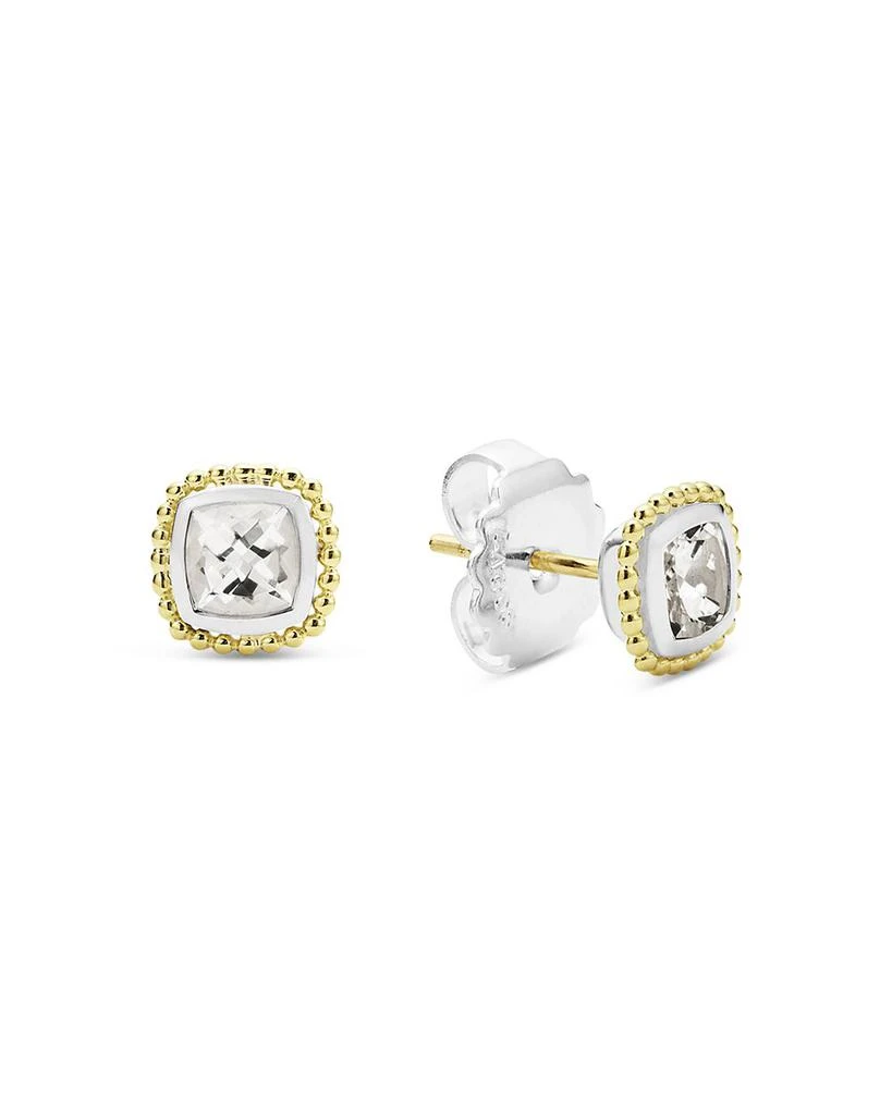 LAGOS 18K Yellow Gold & Sterling Silver Rittenhouse White Topaz Stud Earrings 4
