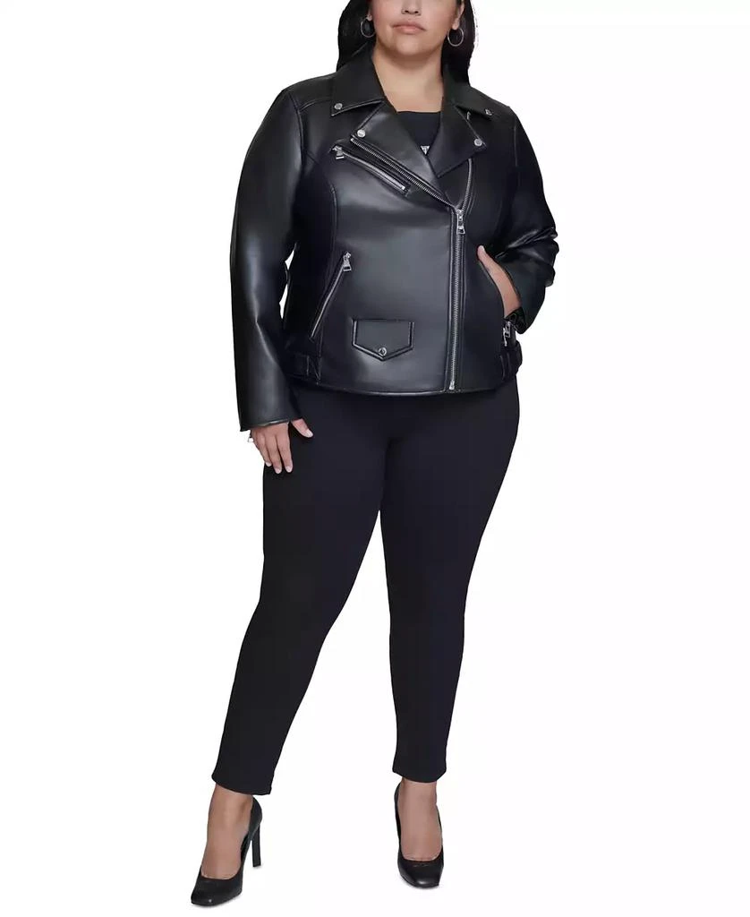 Leather Black Shacket Plus Size S P Y MWomen Faux Leather Jacket