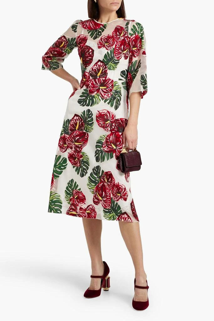 Dolce & Gabbana Floral-print organza midi dress 2
