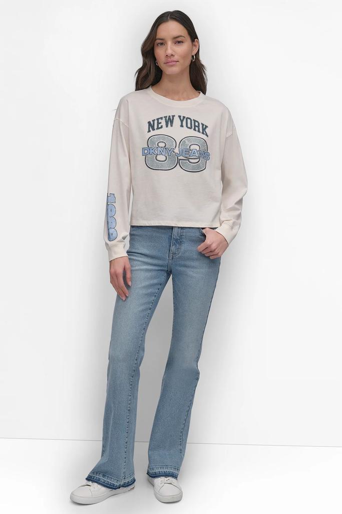 DKNY 89 MULTI COLOR RHINESTONE LOGO LONG TEE