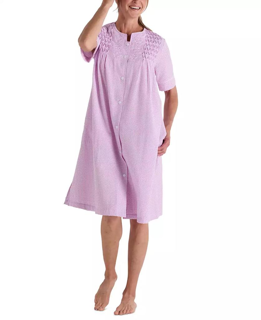 Miss Elaine Women's Short-Sleeve Seersucker Robe