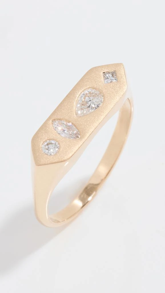 Zoe Chicco 14k Gold Mosaic Bar Signet Ring 5