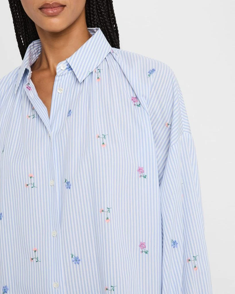 Weekend Max Mara Gilly Striped Floral-Embroidered Cotton Shirt 5