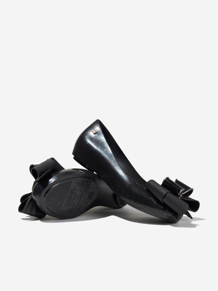 Mini Melissa Girls Ultragirl Fab Bow Ballerinas in Black