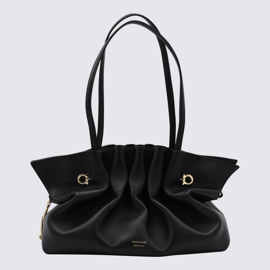 Salvatore Ferragamo Salvatore Ferragamo Black Leather Piercing Top Handle Bag 1