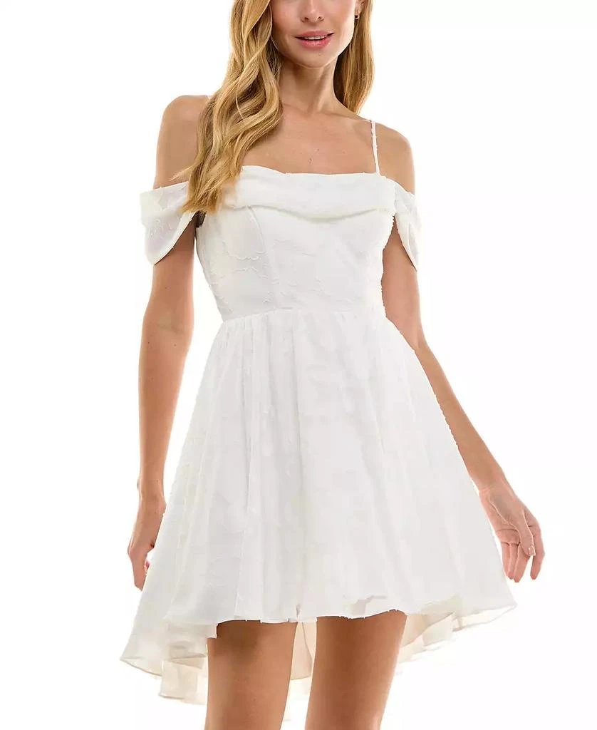 City Studios Juniors' Textured Chiffon Fit & Flare Dress 1