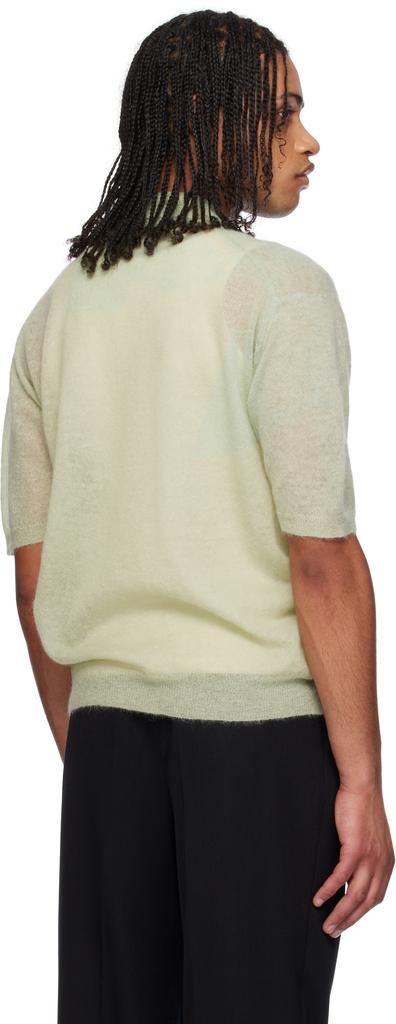 Auralee(オーラリー)KID MOHAIR SHEER KNIT POLO Auralee Kid Mohair Sheer Knit Polo in Lime Yellow Curated at