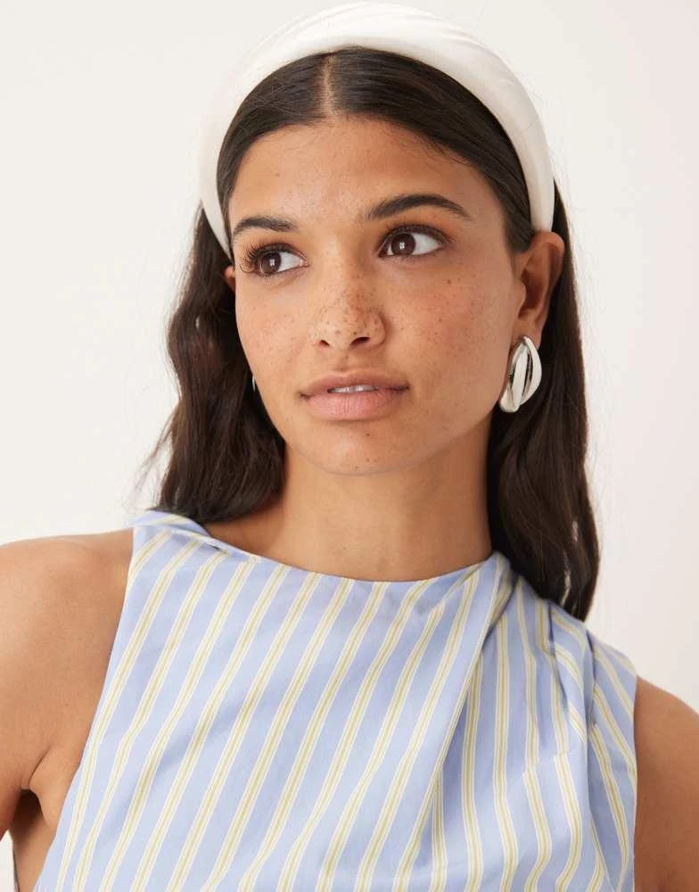 ASOS ASOS DESIGN slash neck mini dress in blue stripe 3
