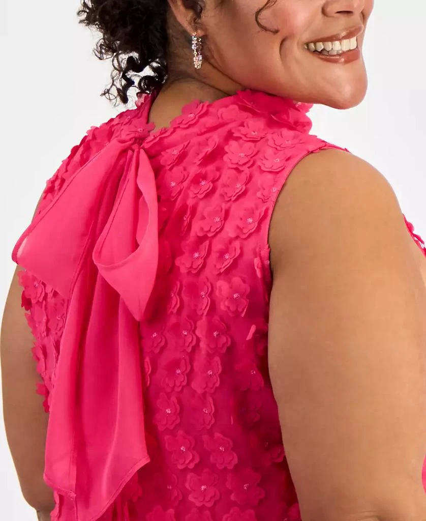 Robbie Bee Plus Size 3D-Flower Mock-Neck Trapeze Dress 3