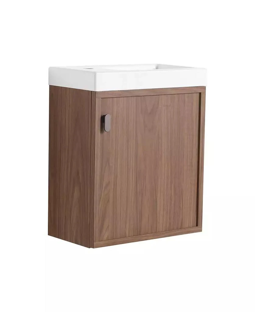 Streamdale Furniture 18.5" Wall-Mount Vanity, Resin Sink, Soft Close, Walnut 7