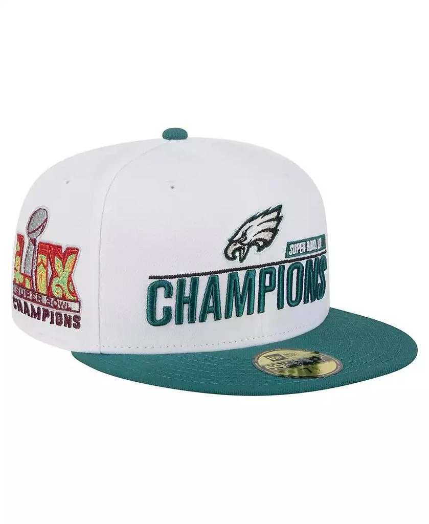 New Era Men's White/Midnight Green Philadelphia Eagles Super Bowl LIX Champions 59FIFTY Fitted Hat 1