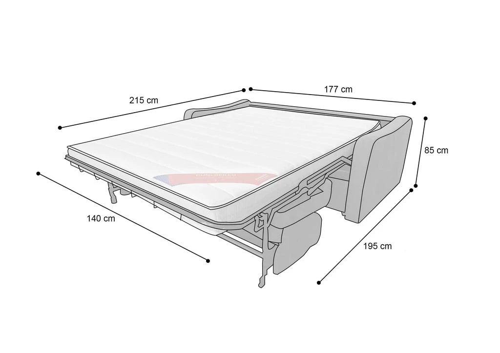 Baïta Home Canapé Droit Convertible - 3 Places - Horace - Tissu - Gris Ardoise 2