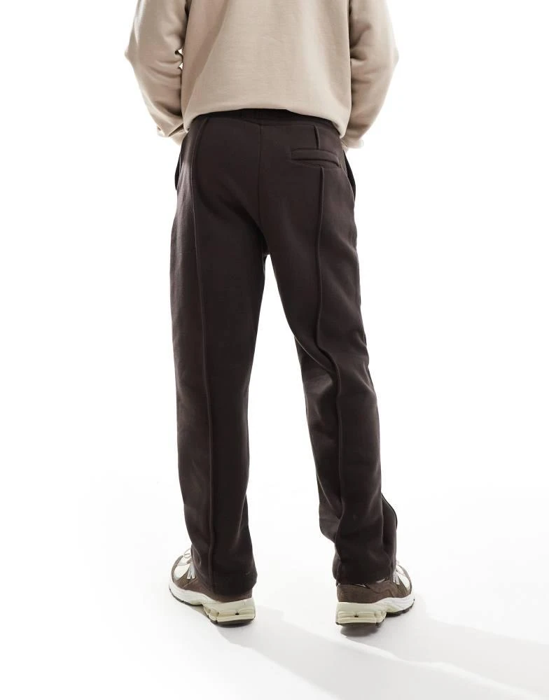 Bershka Bershka wide leg pintuck jogger in brown 2
