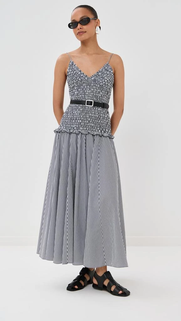 Brandon Maxwell The Josie Spaghetti Strap Dress with Smocked Bodice 1