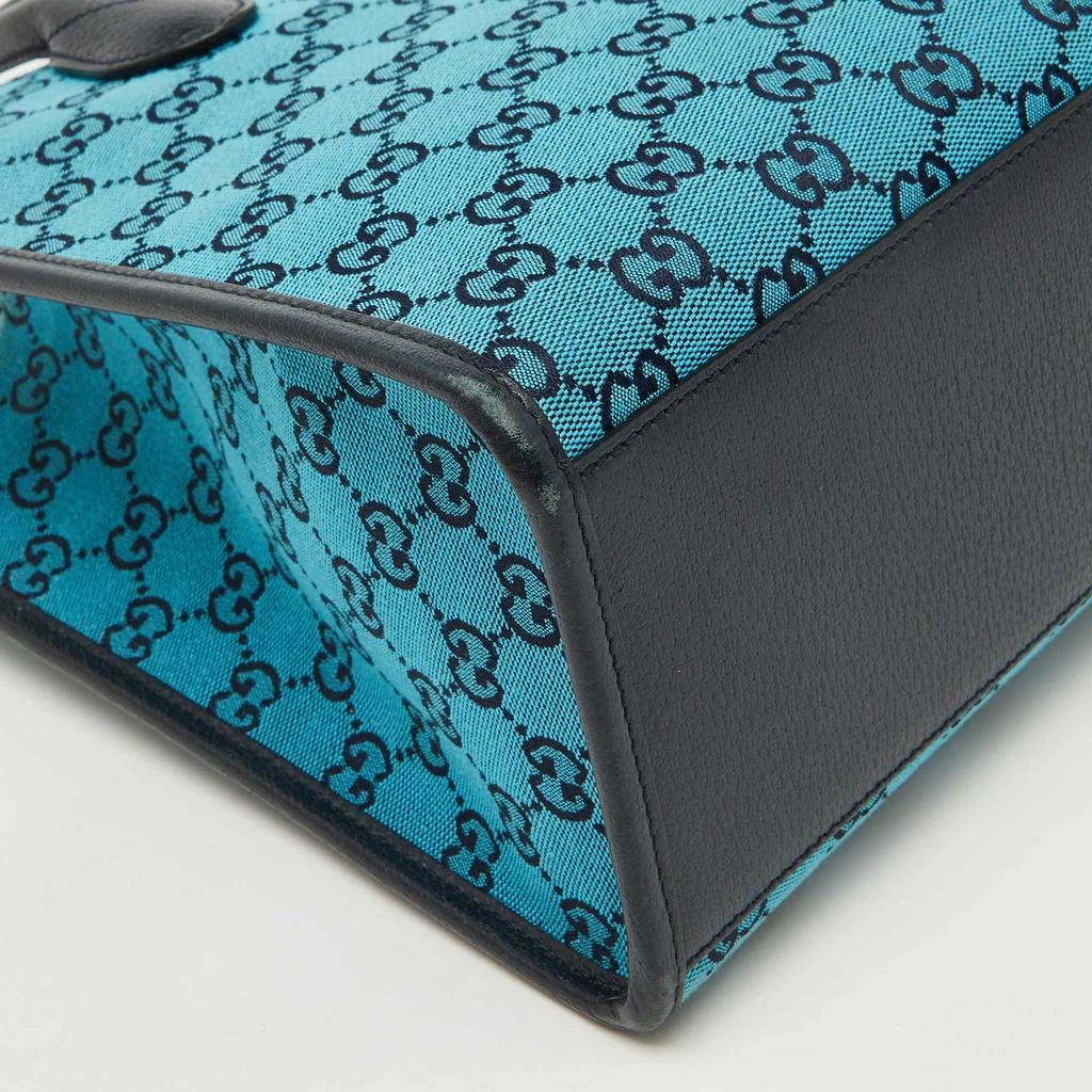 Gucci Gucci Blue/Navy Blue GG Canvas and Leather Small Structured Tote 11