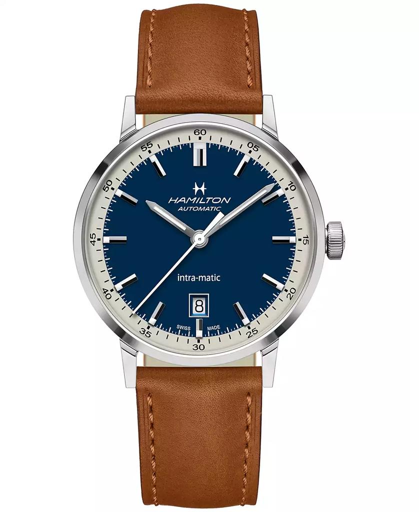 Hamilton Men's Swiss Automatic Intra-Matic Brown Leather Strap Watch 40mm