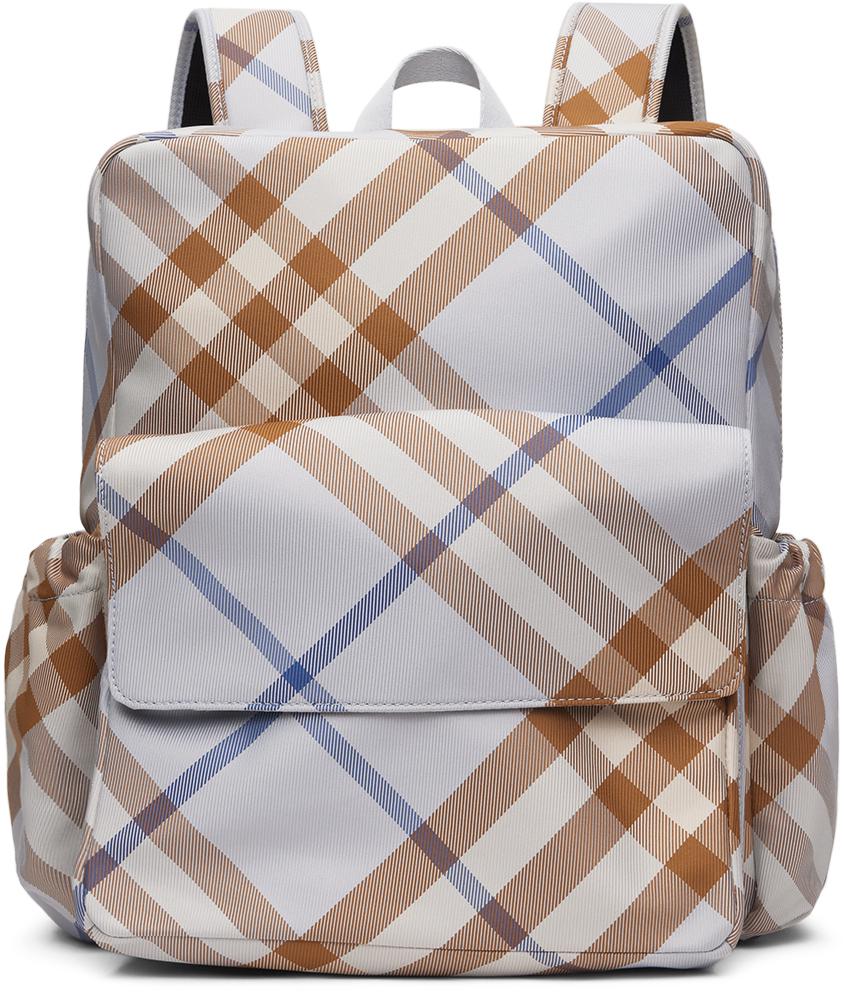 Burberry Kids Blue Check Nylon Backpack Backpacks Free Shipping BeyondStyle