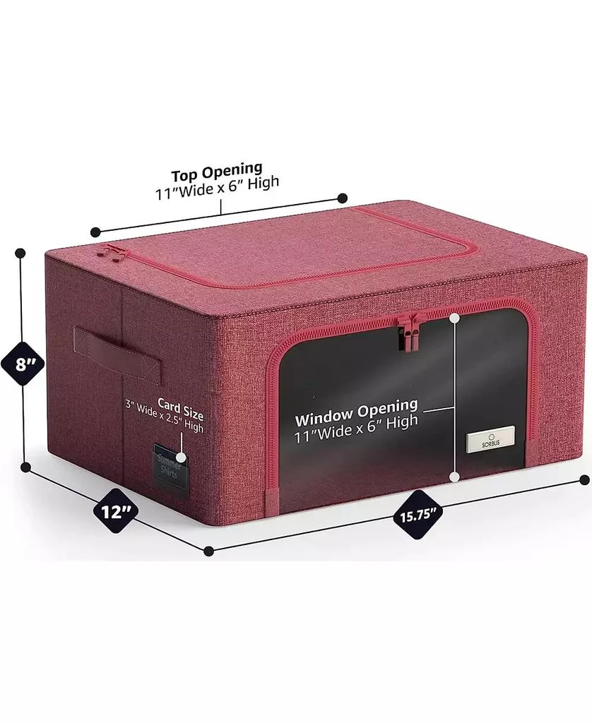 Sorbus 2 Pack Small Foldable Storage Box - Metal Frame, Oxford Fabric, Large Window 
Handles - Organization for Bedroom, Linens 
Clothes (Pink) 5