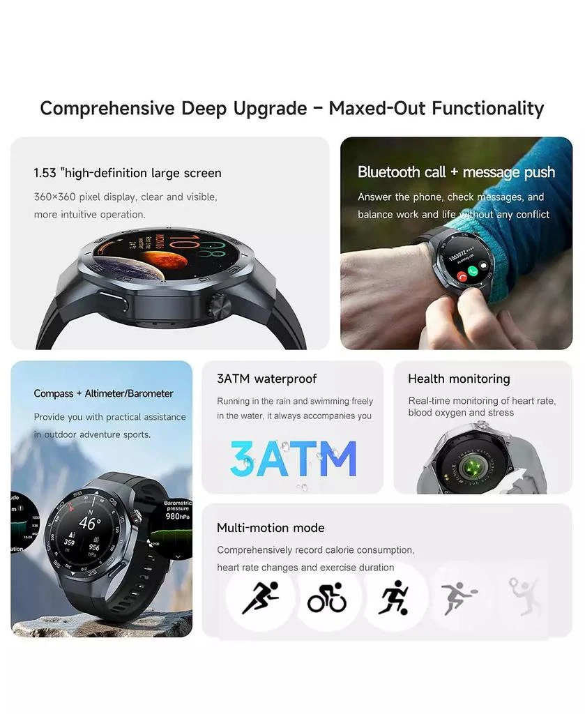 RUXING Smart Multi-GNSS Outdoor Sports Watch with Bluetooth Calling Altimeter Barometer 3ATM Waterproof -Silver 4