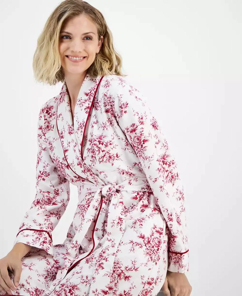 Charter Club Women's Long Floral-Print Flannel Robe, Created for Macy's 2