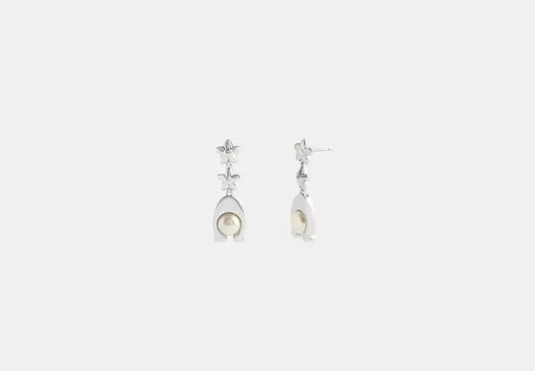 Coach Wildflower Signature Pearl Statement Drop Earrings