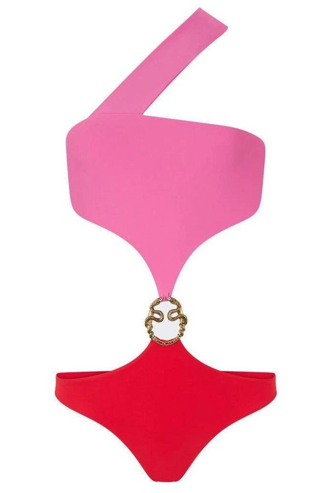 Roberto Cavalli Roberto Cavalli Embellishd Asymmetrical One-Piece Swimsuit