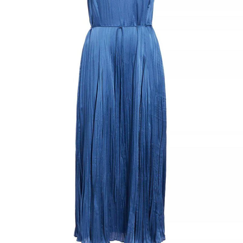 Vince Crushed Silk Relaxed Slip Dress In 485 Cdb Cadet Blue 1