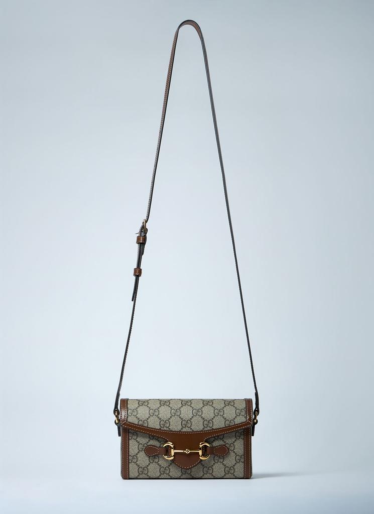 ショルダーバッグ GUCCI SMALL SHOULDER BAG IN BEIGE AND EBONY GG FABRIC GUCCI Small shoulder bag in beige and ebony GG fabric