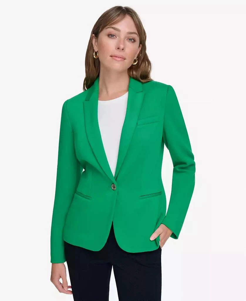 Tommy Hilfiger Women's Scuba Peak-Lapel Long-Sleeve Blazer 1