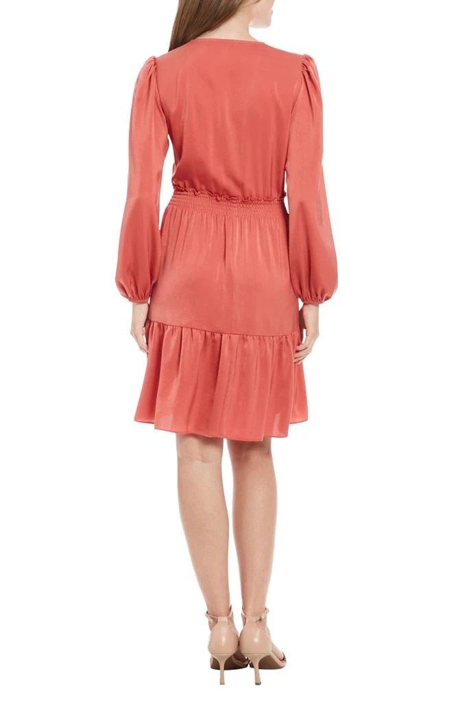 London Times Charm Long Sleeve Smocked Waist Minidress 2